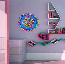 Load image into Gallery viewer, Colorful Mandala Sticker, Colorful Mandala Wall Decor, Colorful Mandala Yoga Studio Decor