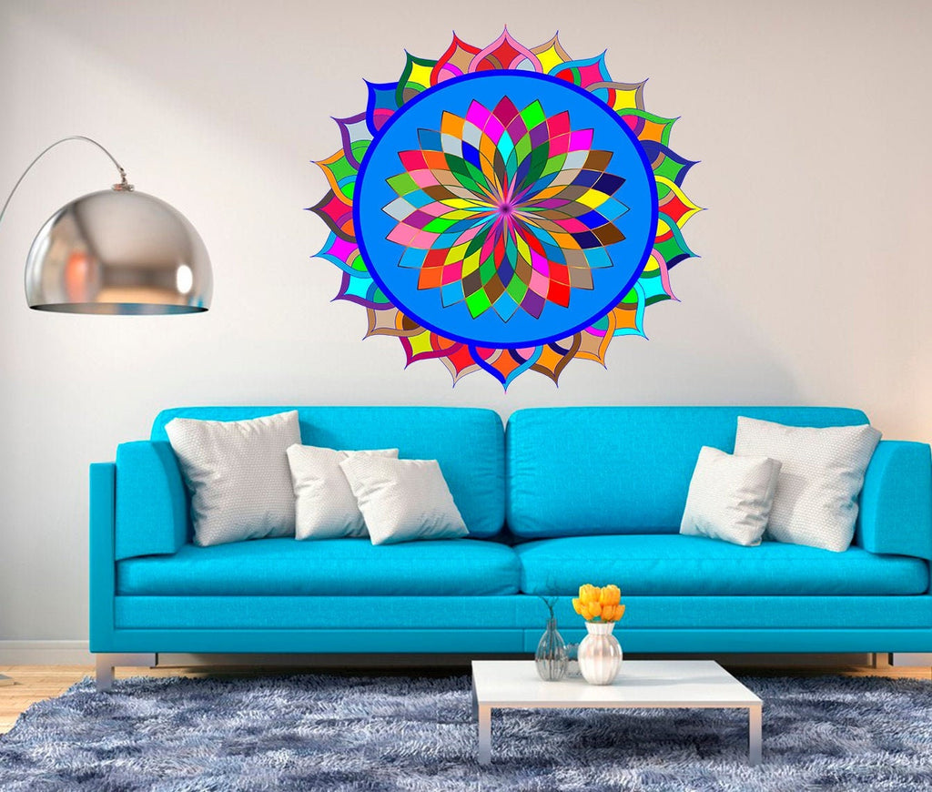 Colorful Mandala Sticker, Colorful Mandala Wall Decor, Colorful Mandala Yoga Studio Decor