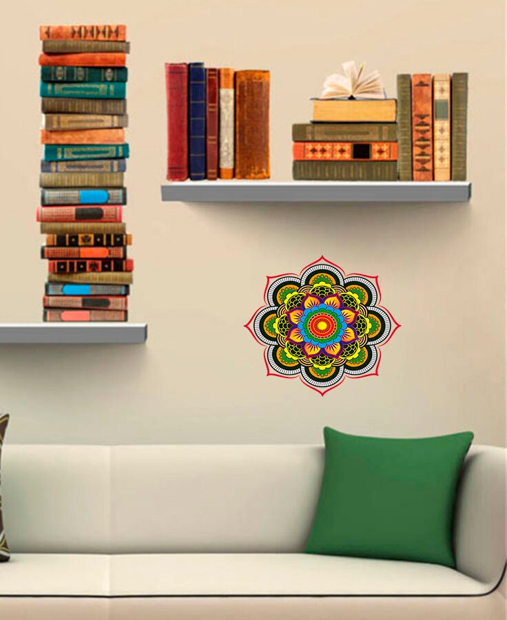 Colorful Mandala Sticker, Colorful Mandala Decal, Yoga Studio, meditation room Decor
