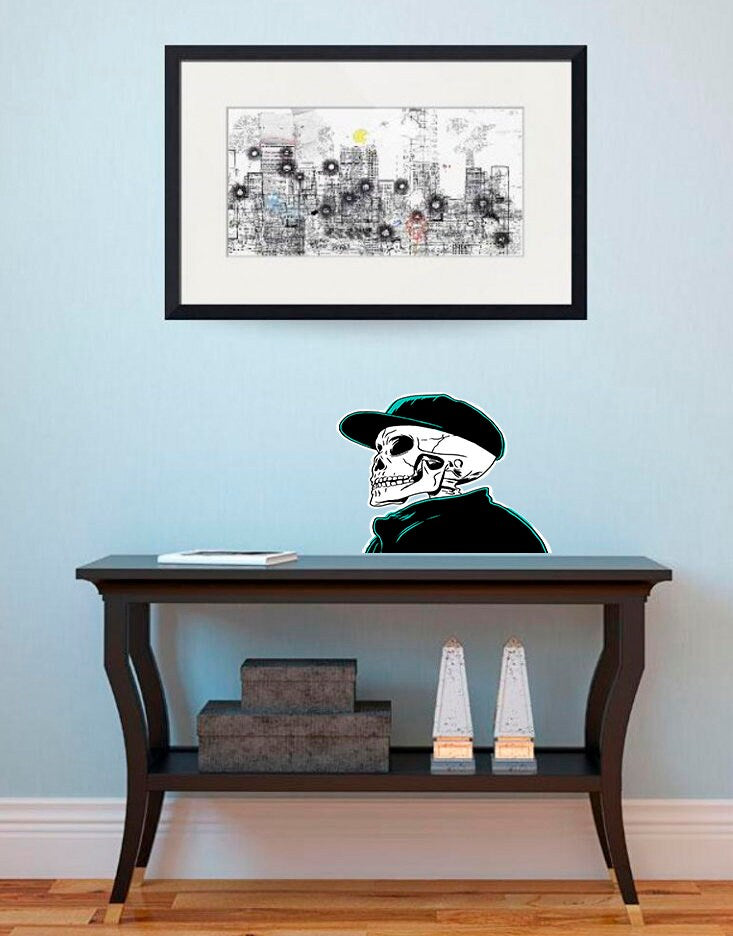 Stylish Skull Decal, Stylish Skull Sticker, Stylish Skull Wall Decor