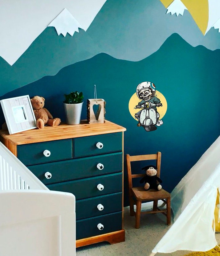 Skeleton Scooter Wall Decal, Skeleton Scooter Wall sticker, Skeleton Scooter wall decor