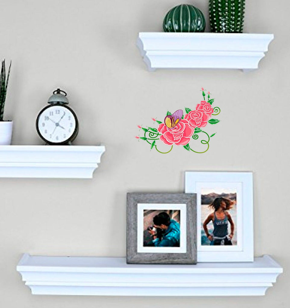 Roses and Butterfly Wall Decal, Roses and Butterfly Wall sticker, Roses and Butterfly wall decor