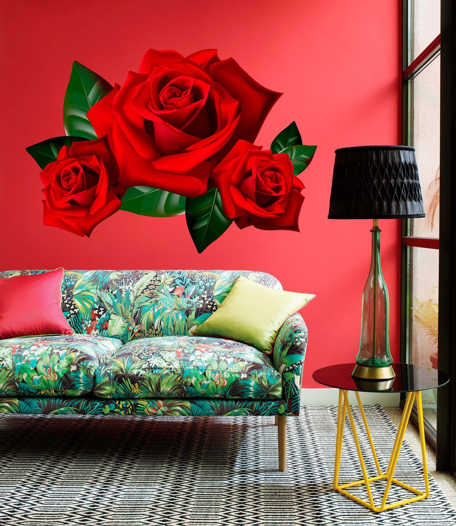 Red Roses Wall Decal, Red Roses Wall sticker, Red Roses wall decor