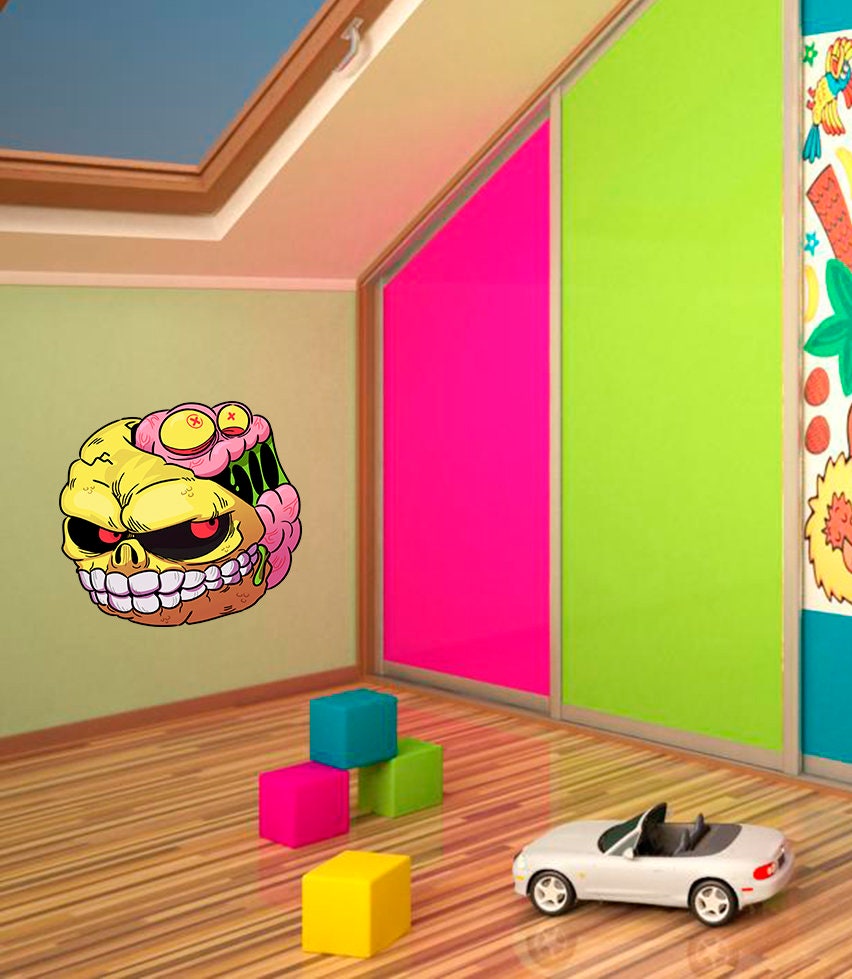 Opened Skull Decal, Opened Skull Sticker, Opened Skull Wall Decor