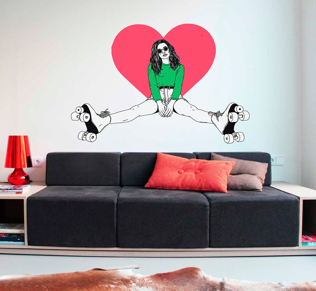 Roller Skating Girl Decal, Roller Skating Girl Sticker, Roller Skating Girl Wall Decor