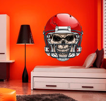 Load image into Gallery viewer, Skull in Football Helmet Decal, Skull in Football Helmet Sticker, Skull in Football Helmet Wall Decor