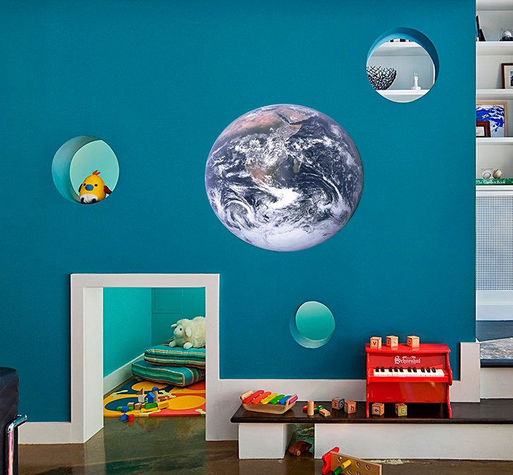 3D Earth Decal, 3D Earth Sticker, 3D Earth Wall Decor