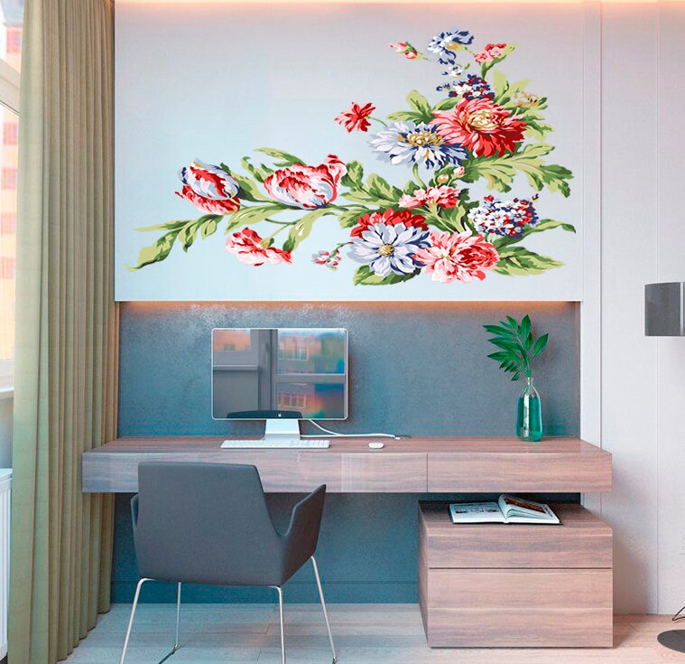 Flowers Sticker, Kitchen Decor, Living Room Wall Decor
