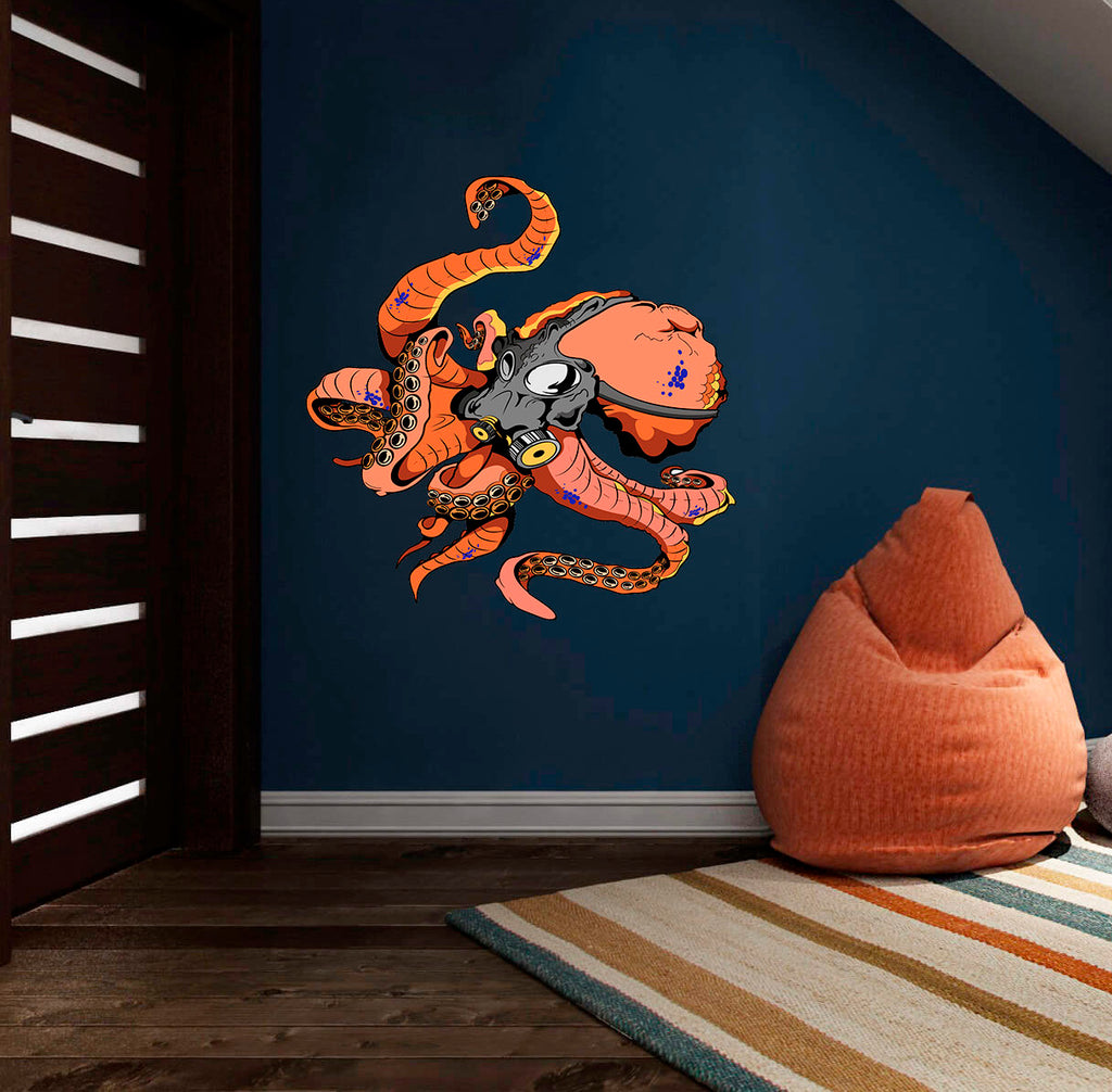 Masked Octopus Decal, Masked Octopus Sticker, Masked Octopus Wall Decor