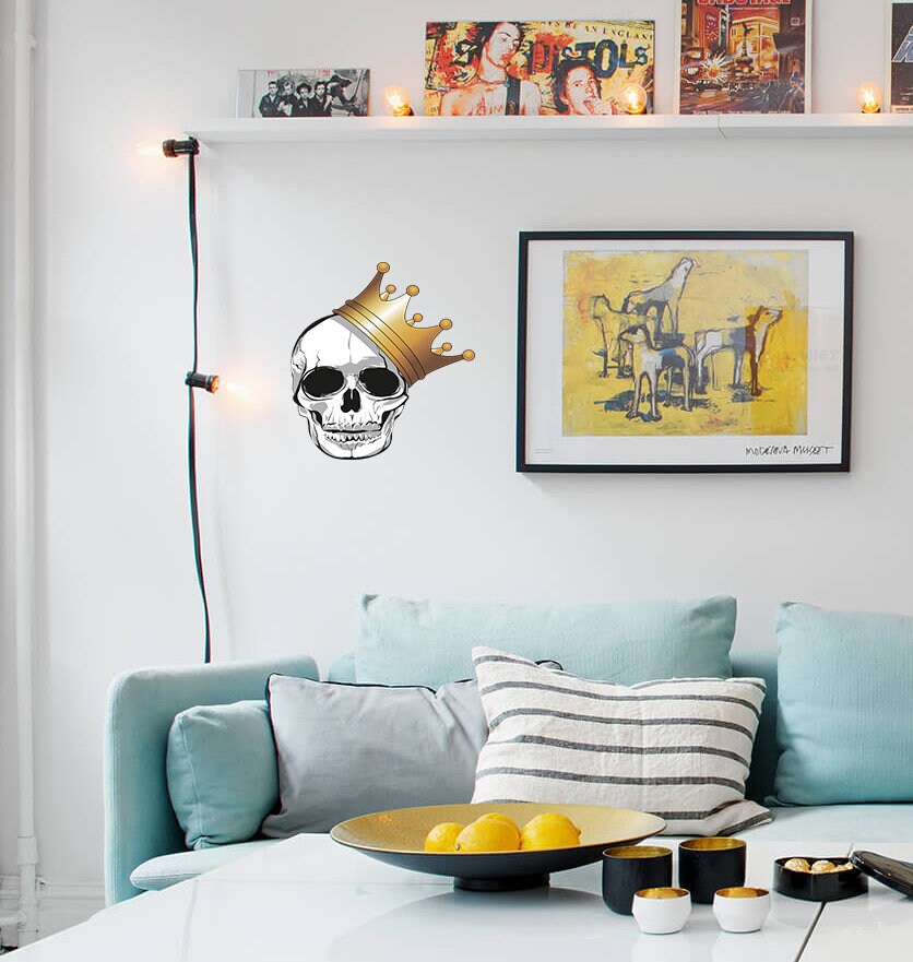 King Skull Decal, King Skull Sticker, King Skull Wall Decor