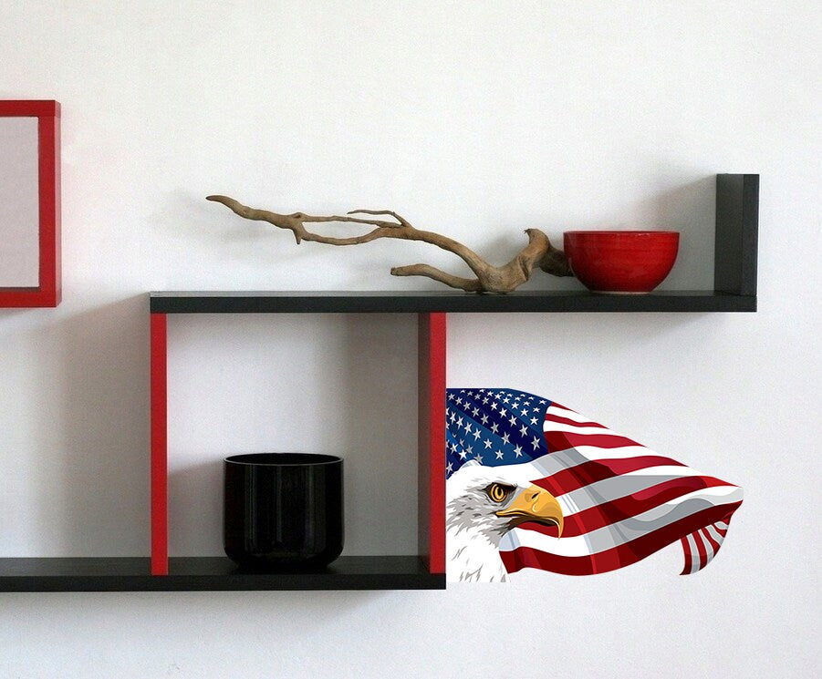 US Flag Decal, US Flag Sticker, US Flag Wall Decor