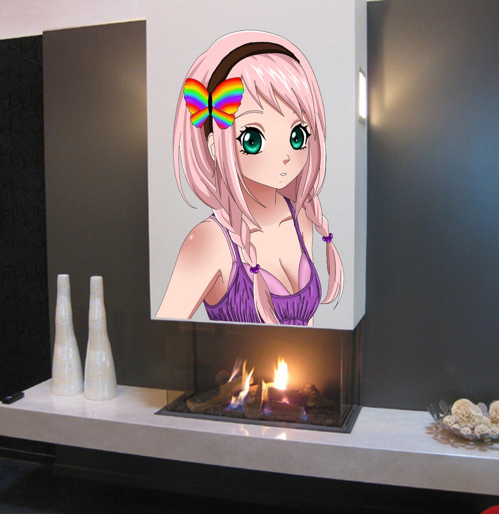 Cute Anime Wall Art, Anime girl Sticker, Anime Girl Decal