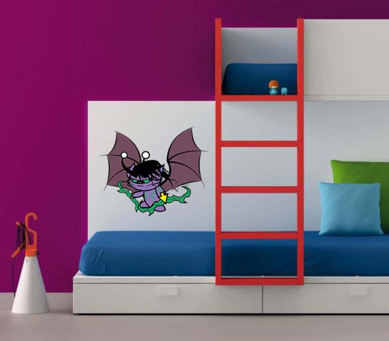 Cute Bat Monster Decal, Cute Bat Monster Sticker, Cute Bat Monster Wall Decor