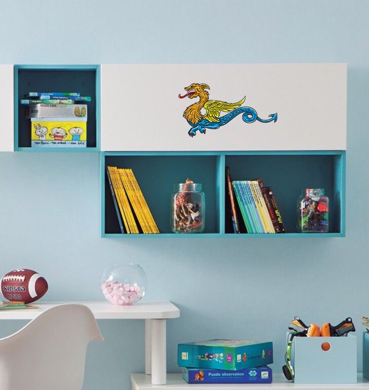Fantasy Dragon Sticker, Fantasy Dragon Wall Decal, Fantasy Dragon Wall Decor