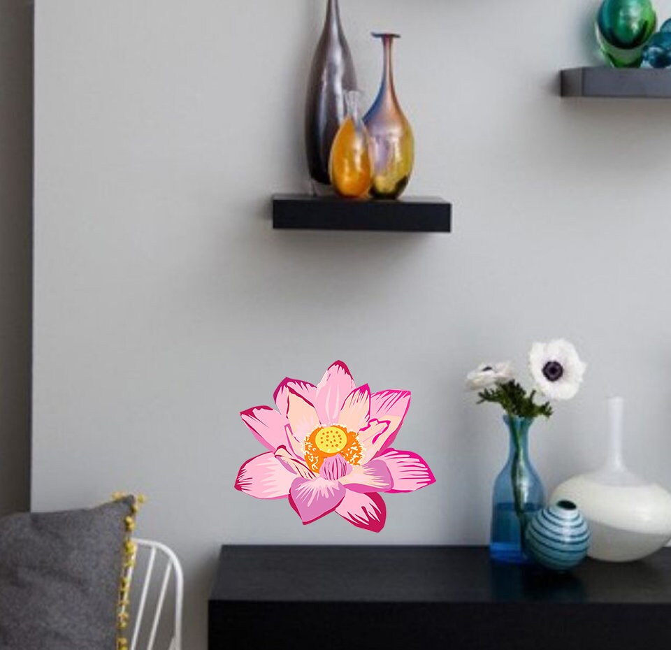 Lotus Wall Decal, Lotus Wall sticker, Lotus wall decor