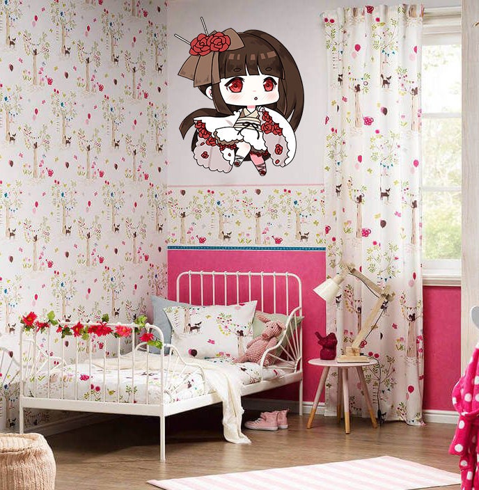Little Anime Girl Sticker, Little Anime Girl Decal, Little Anime Girl Wall Decor