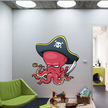 Load image into Gallery viewer, Pirate Octopus Wall Decal, Pirate Octopus Wall sticker, Pirate Octopus wall decor