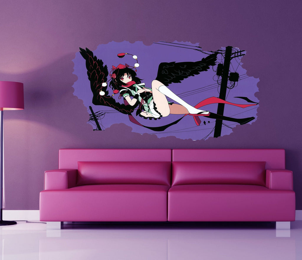 Anime Devil Girl Sticker, Anime Devil Decal, Anime Wall Decor