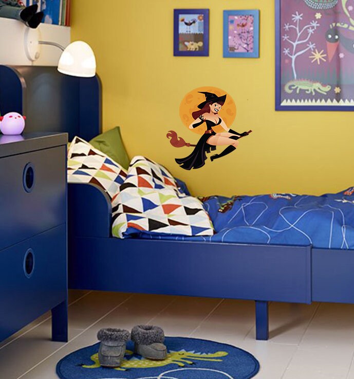 Sexy Witch Decal, Sexy Witch Sticker, Flying Witch Wall Decal