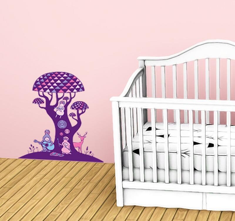 Mushroom Tree Decal, Mushroom Tree Sticker, Mushroom Tree Wall Art