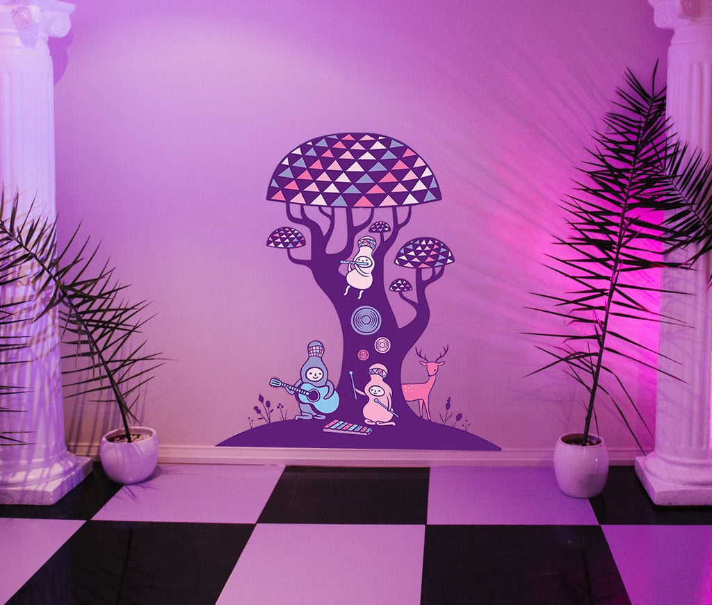 Mushroom Tree Decal, Mushroom Tree Sticker, Mushroom Tree Wall Art