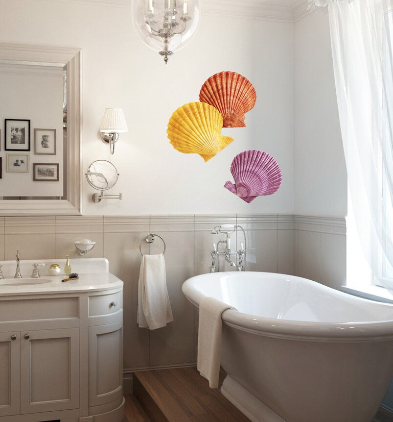 Sea Shells Decal, Sea Shells Sticker, Sea Shells Bathroom Decor