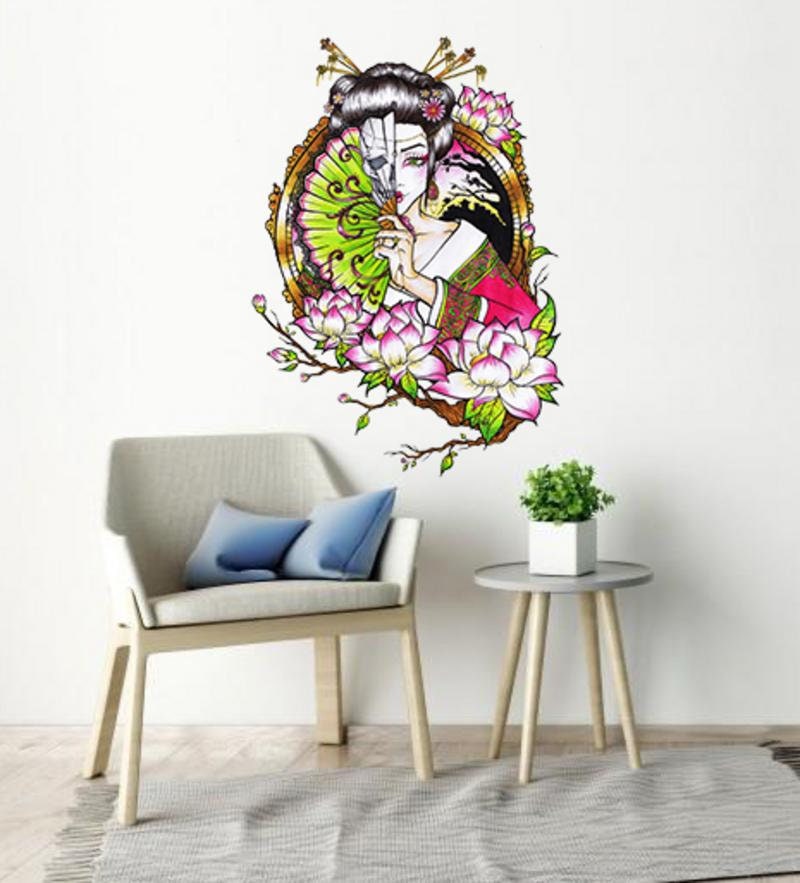 Flowered Geisha Wall Decal, Flowered Geisha sticker