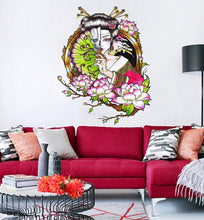 Load image into Gallery viewer, Flowered Geisha Wall Decal, Flowered Geisha sticker