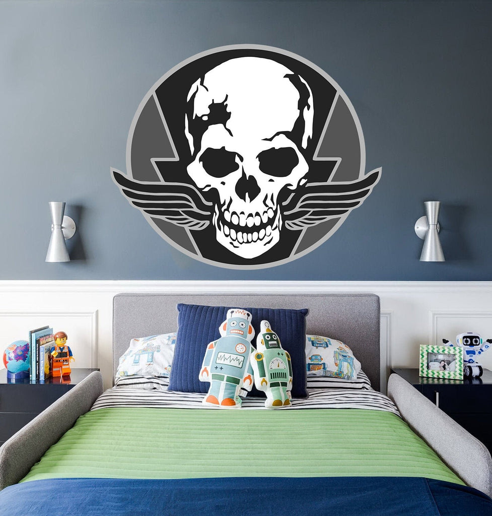 Skull and Wings Wall Decal, Skull and Wings Wall sticker, Skull and Wings wall decor