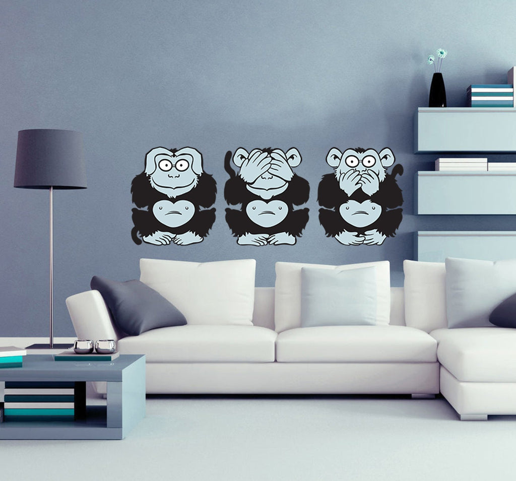 Three Wise Monkeys Decal, Three Wise Monkeys Sticker, Three Wise Monkeys Decor