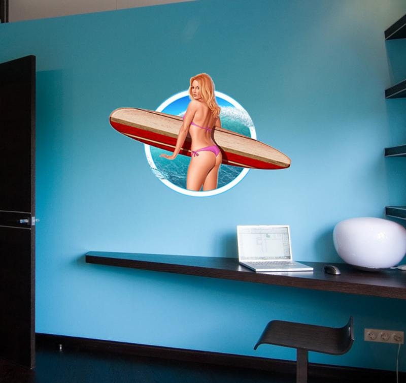 Sexy Surfer Decal, Sexy Surfer Sticker, Sexy Surfer Wall Decor