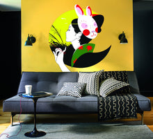 Load image into Gallery viewer, Japanese Mask Decal, Japanese Mask Sticker, Japanese Mask Wall Decor