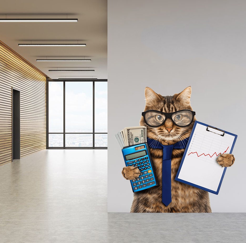 Accountant Cat Sticker, Accountant Cat Decal, Accountant Cat Wall Decor