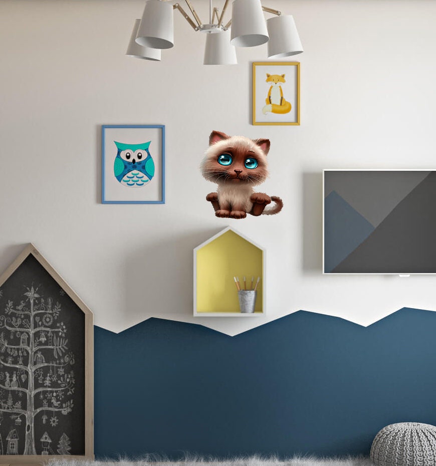Cute kitten Wall Decal, Cute kitten Wall sticker, Cute kitten wall decor