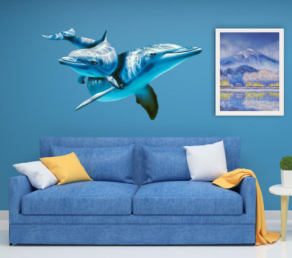 3D Dolphins Wall Decal, 3D Dolphins Wall sticker, 3D Dolphins wall decor