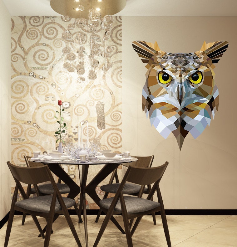 Owl Contemporary Wall Decal, Owl Stylish Wall sticker, Owl Modern wall decor