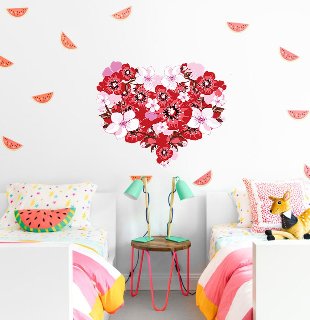 Flowered Heart Sticker, Flowered Heart Sticker, Flowered Heart Wall Decor