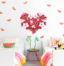 Load image into Gallery viewer, Flowered Heart Sticker, Flowered Heart Sticker, Flowered Heart Wall Decor