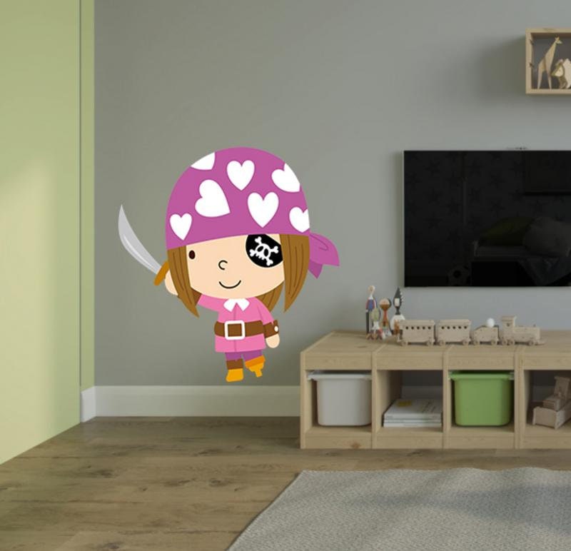 Little Pirate Girl Wall Decal, Little Pirate Girl Wall sticker, Little Pirate Girl wall decor