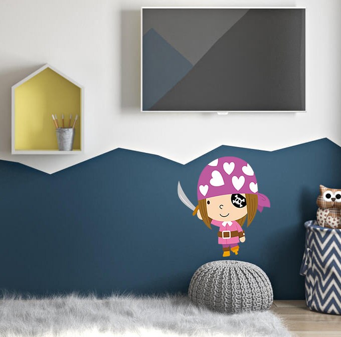 Little Pirate Girl Wall Decal, Little Pirate Girl Wall sticker, Little Pirate Girl wall decor
