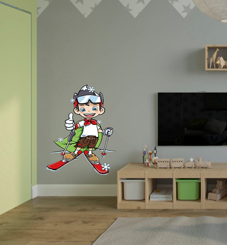 Skier Boys Room Decal, Skier Boys Room Sticker, Skier Boys Room Wall Decor
