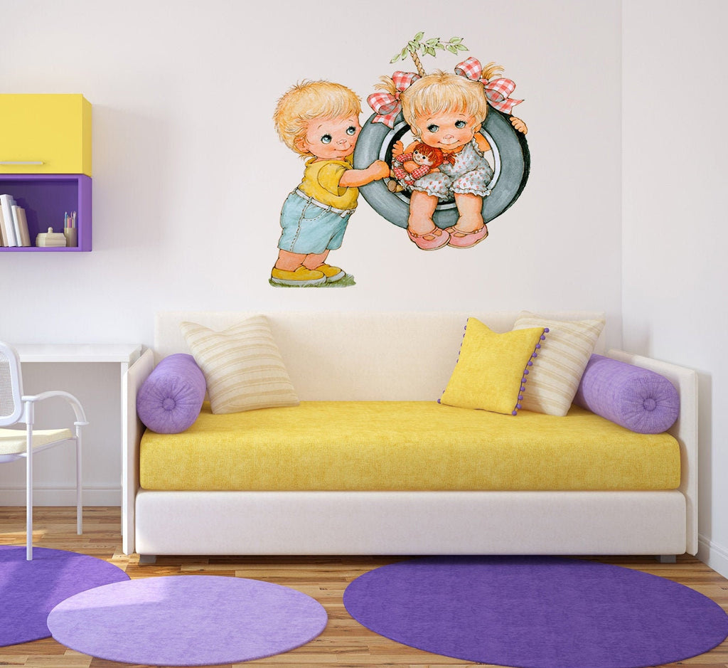 Children on the Swing Wall Decal, Children on the Swing Wall sticker, Children on the Swing wall decor