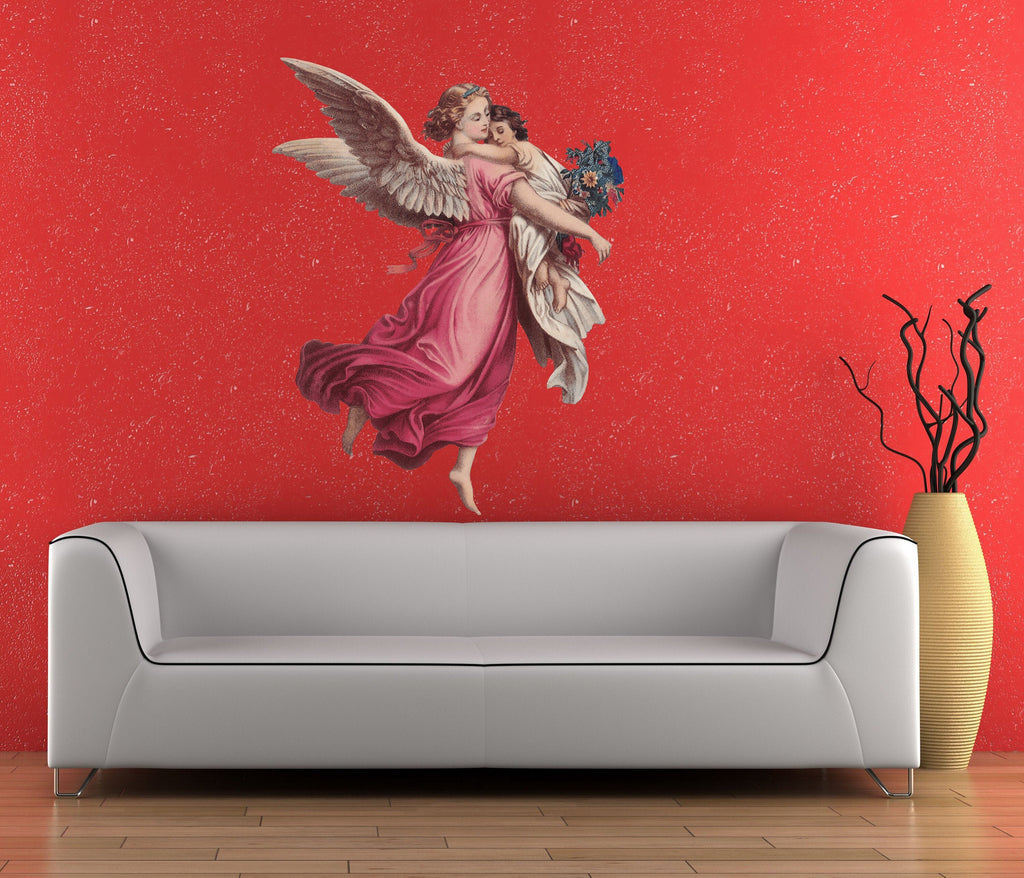 Angel With Baby Decal, Angel With Baby Sticker, Angel With Baby Wall Decor