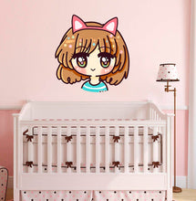 Load image into Gallery viewer, Cat Girl Nursery Decal, Cat Girl Nursery Sticker, Cat Girl Nursery Wall Decor