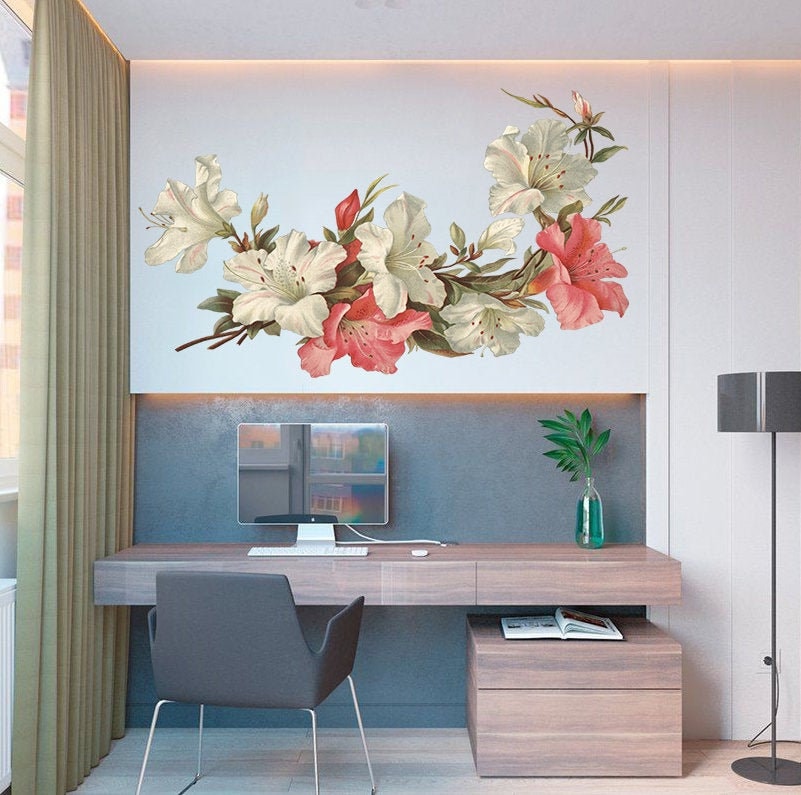 Lily flower Wall Decal, Lily flower Wall sticker, Lily flower wall decor