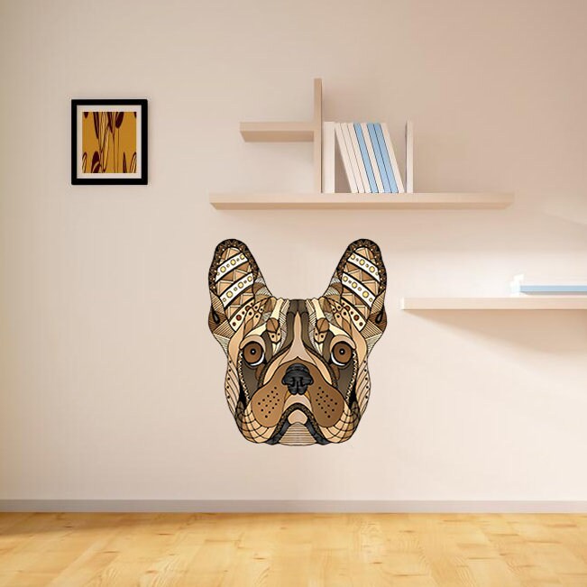 Boho French Bulldog Decal, Boho French Bulldog Sticker, Boho French Bulldog Wall Decor