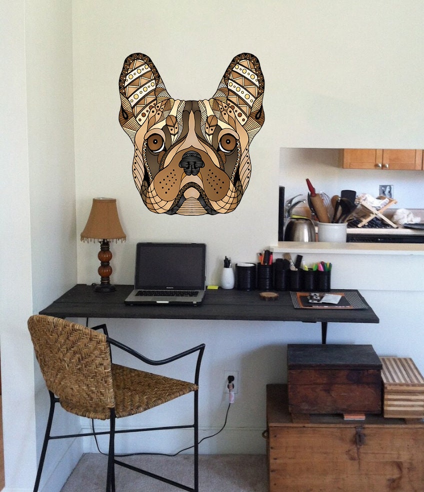 Boho French Bulldog Decal, Boho French Bulldog Sticker, Boho French Bulldog Wall Decor