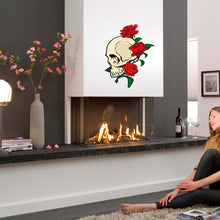 Load image into Gallery viewer, Skull &amp; Roses Wall Decal, Skilet Sticker, Roses Home Décor, Halloween Decoration, Day of the Dead Vinyl Wallpapers, Flowers Wall Art