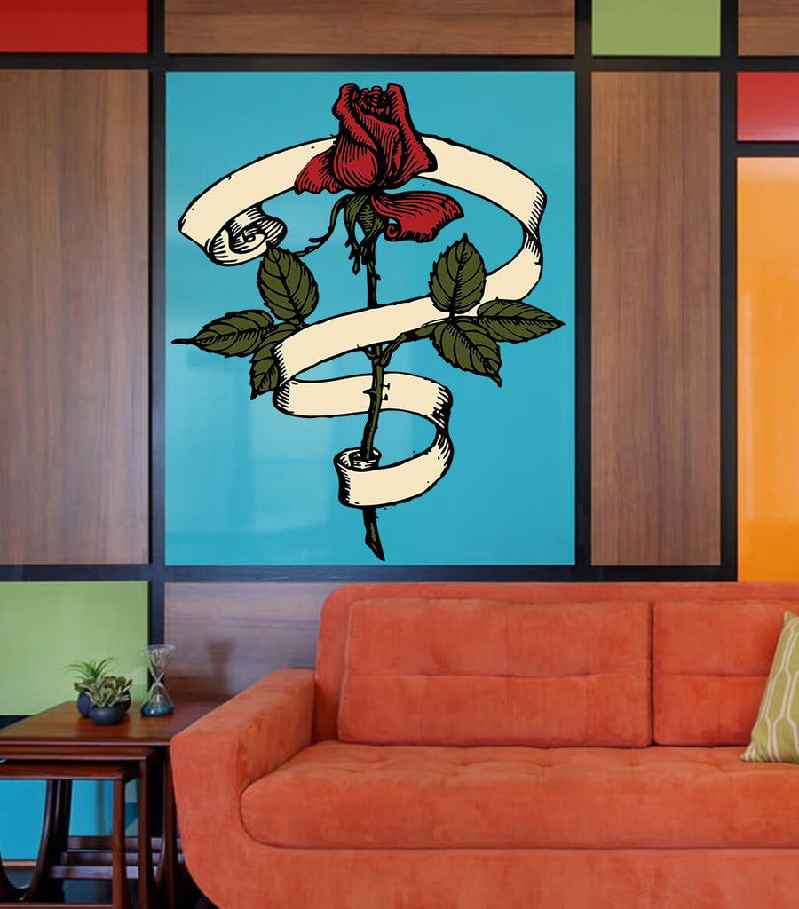 Red Rose Wall Decal, Red Rose Wall sticker, Red Rose wall decor
