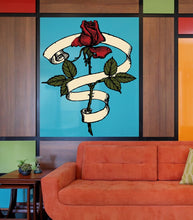 Load image into Gallery viewer, Red Rose Wall Decal, Red Rose Wall sticker, Red Rose wall decor